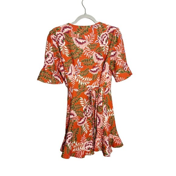 Finders Keepers Songbird Wrap Dress Orange Floral Print Size Medium - Picture 4 of 6